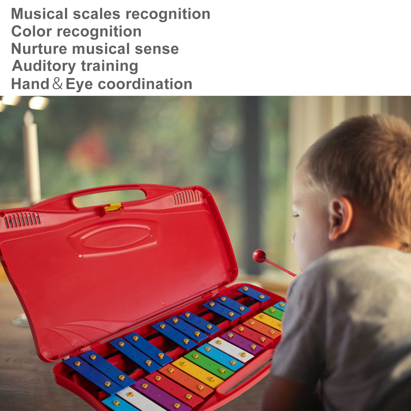 13 Keys Xylophone for Kids Wooden Xylophone Musical Instrument with Mallets Glockenspiel Instrument Educational Sensory Musical Toys Christmas Gift Choice for Boys Girls Aged 3+
