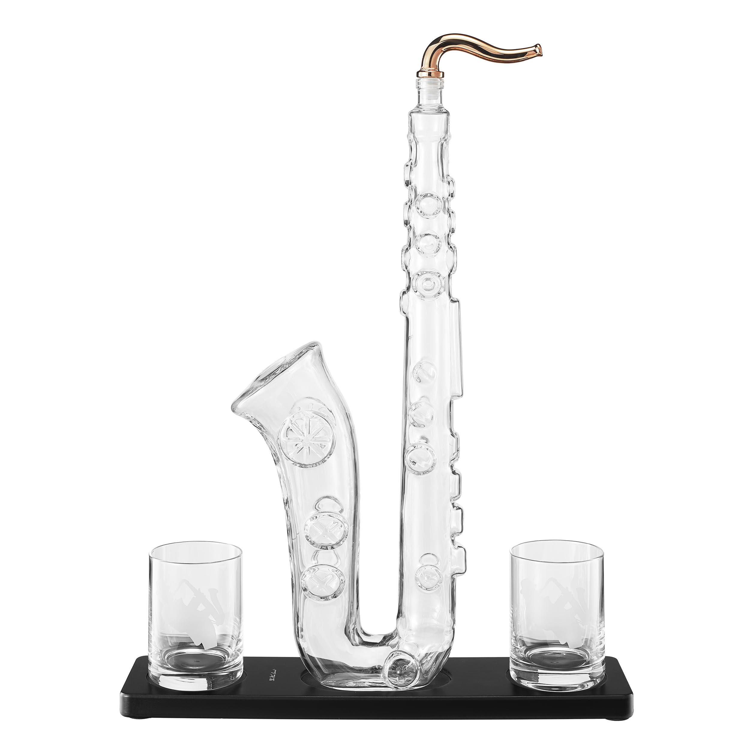 Saxophone Whiskey & Wine Decanter - 34 OZ Decanter Set with Two 10 Oz Whisky Glasses - Bourbon, Scotch, Liquor Gifts for Men, Dad, Father, Music Lover Gifts, Classical Instrument Room Home Décor