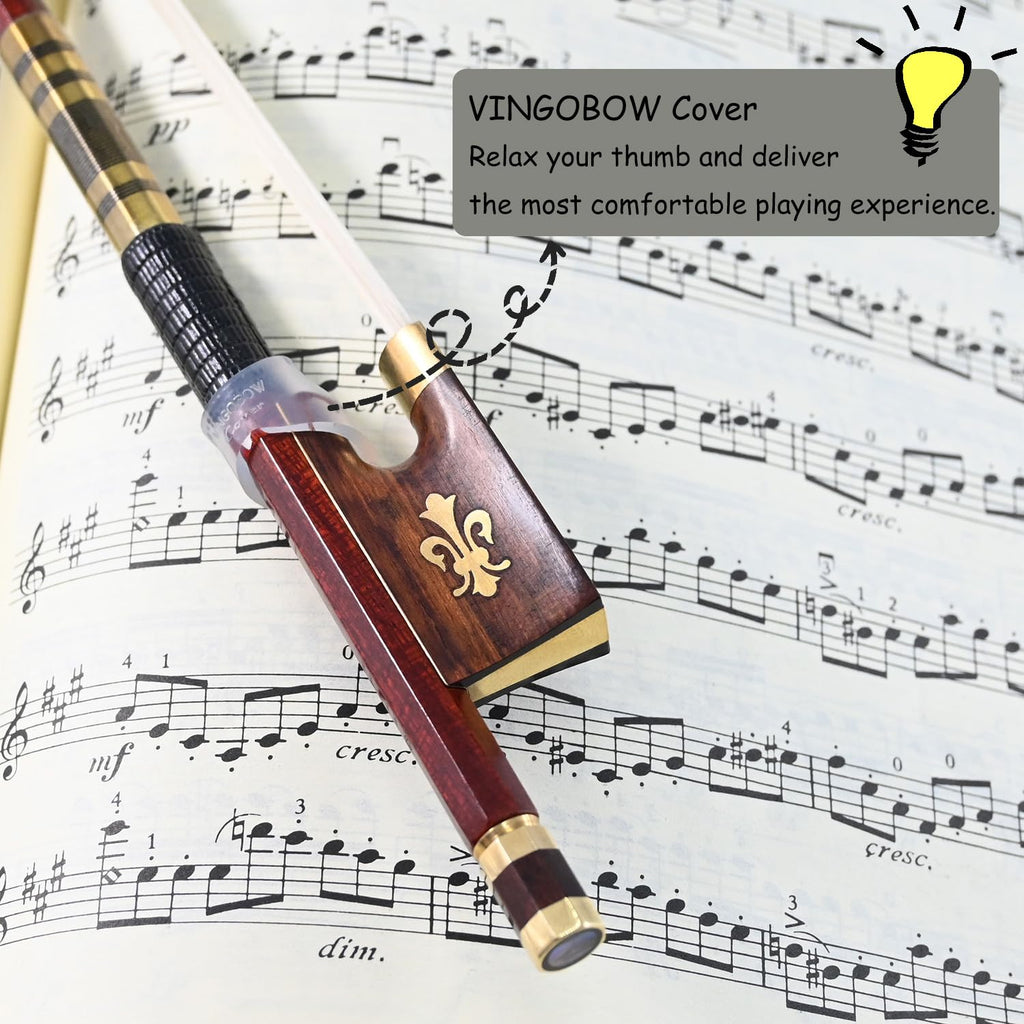 Carbon Fiber Core Hybrid Peranmbuco Skin Violin Bow 4/4 Size VINGOBOW 127V Master Level Fleur-de-lys Snakewood Frog 4 4 Full Straight Premium Natural Horse Hair for Porfessional Player …