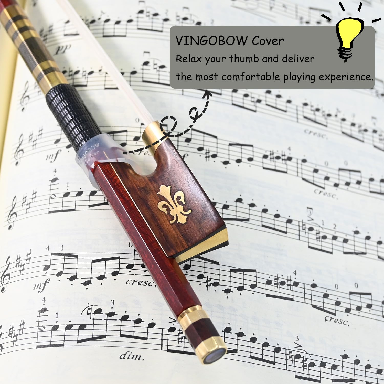 Carbon Fiber Core Hybrid Peranmbuco Skin Violin Bow 4/4 Size VINGOBOW 127V Master Level Fleur-de-lys Snakewood Frog 4 4 Full Straight Premium Natural Horse Hair for Porfessional Player …