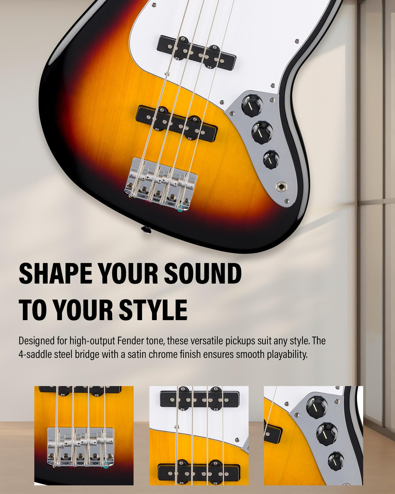 Fender Standard Jazz Bass - Olympic White Bundle with Strap, Guitar Cleaning Kit and Austin Bazaar Instructional Video