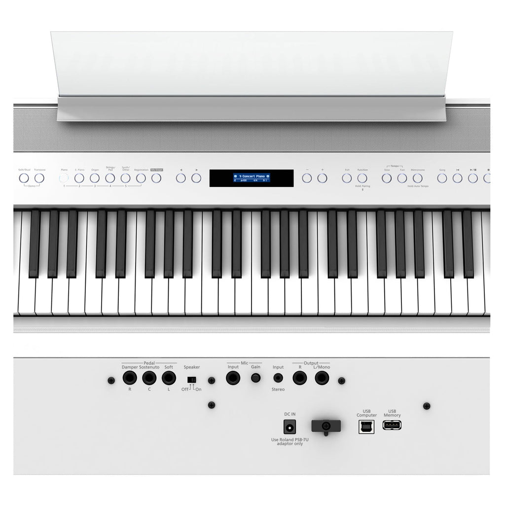 Roland FP-60X 88-Key Digital Piano - White Bundle with Adjustable Stand, Bench, Deluxe Sustain Pedal, Online Piano Lessons, Instructional DVD, and Austin Bazaar Polishing Cloth