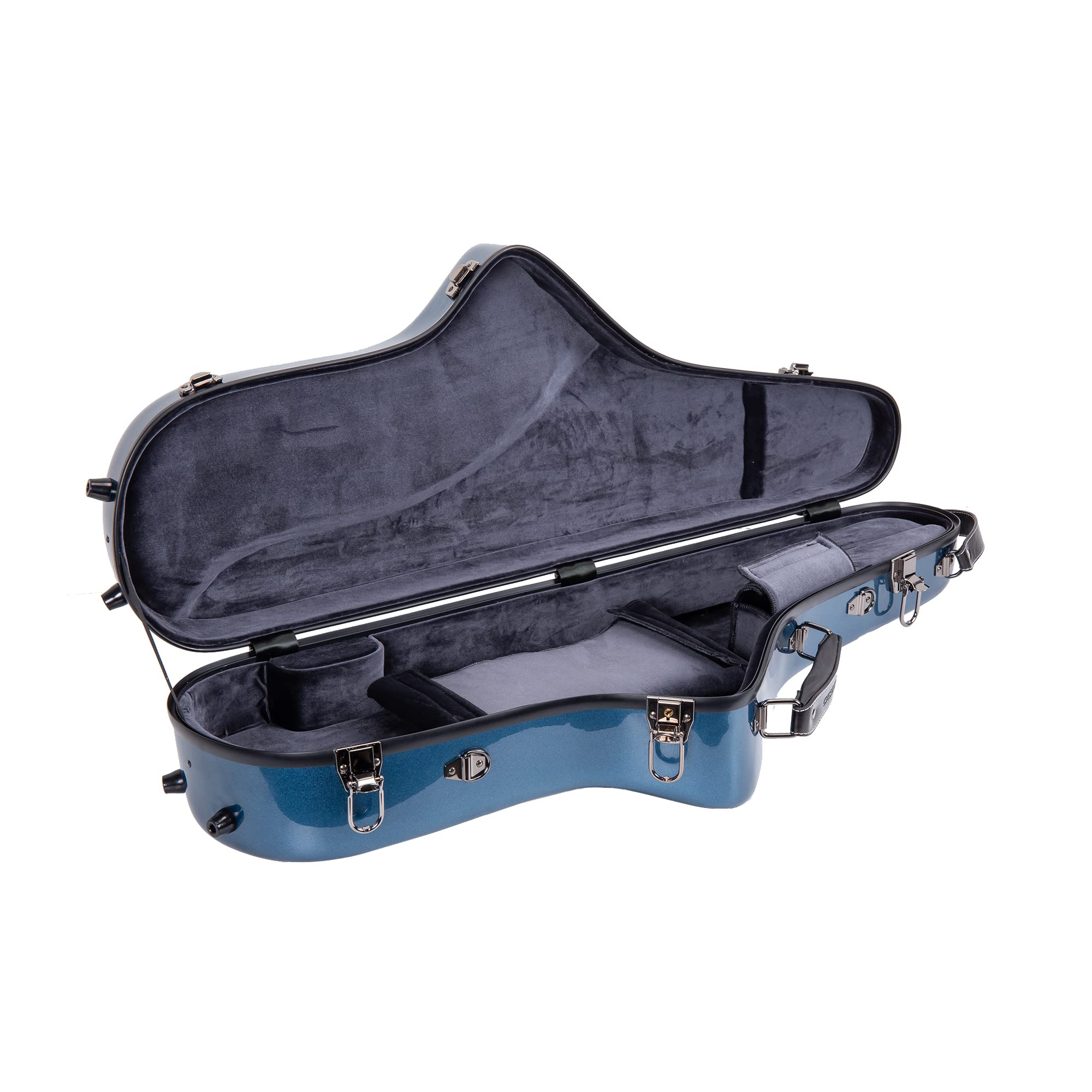 Crossrock Pro-Grade Straight Soprano Saxophone Case | Crimson Red Gloss, TSA Lock, Elite Protection, Detachable Backpack Straps, Accessory Pocket for Professional Musicians