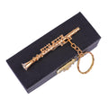 Miniature Musical Instrument Keychain with Case Brass Mini Collectible Figurines Replica Key Ring Birthday Gifts