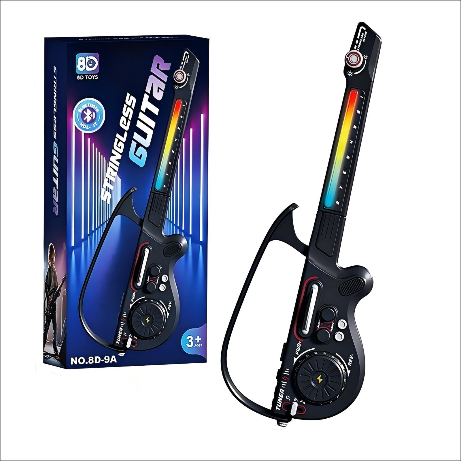 Kids Electric Stringless Musical Guitar Beginner Ages 5-9, Boy Toys Age 6-8 Gifts for 5 6 7 8 9 10 Year Old Boys Birthday Gift Ideas Cool Musical Instruments Toy Age 8-10 Years Old