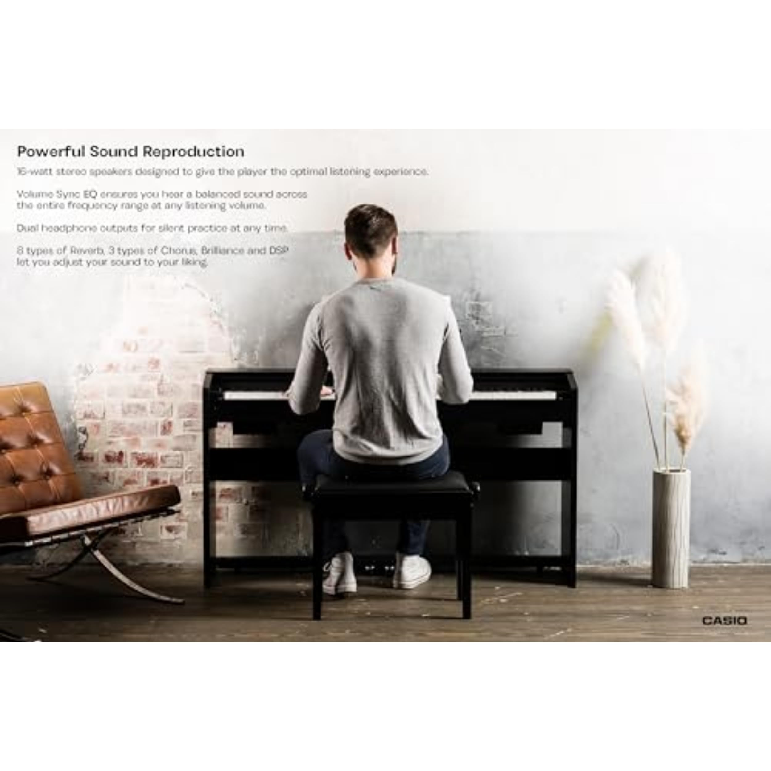 Casio Privia PX-770 – 88-Key Weighted Console Digital Piano | Tri-Sensor II Scaled Hammer Action Keys | AiR Sound Source, 19 Tones, Concert Play, 16W Stereo Speakers, USB-MIDI | Elegant White Cabinet