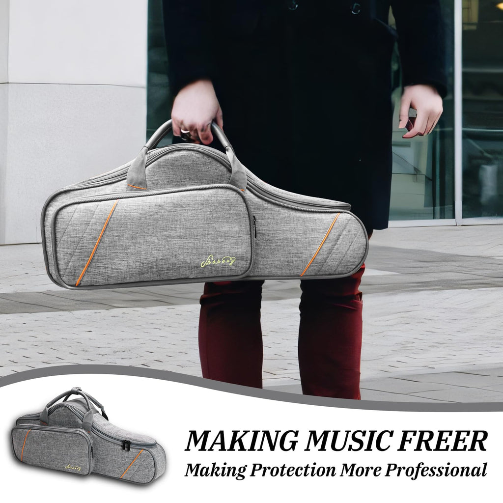 Alto Saxophone Backpack Gig Bag 20mm Padded Light Carry Bag (Black) | Shockproof Padding;Multi-Pocket Storage;Dual Carry Straps;Reinforced Stitching