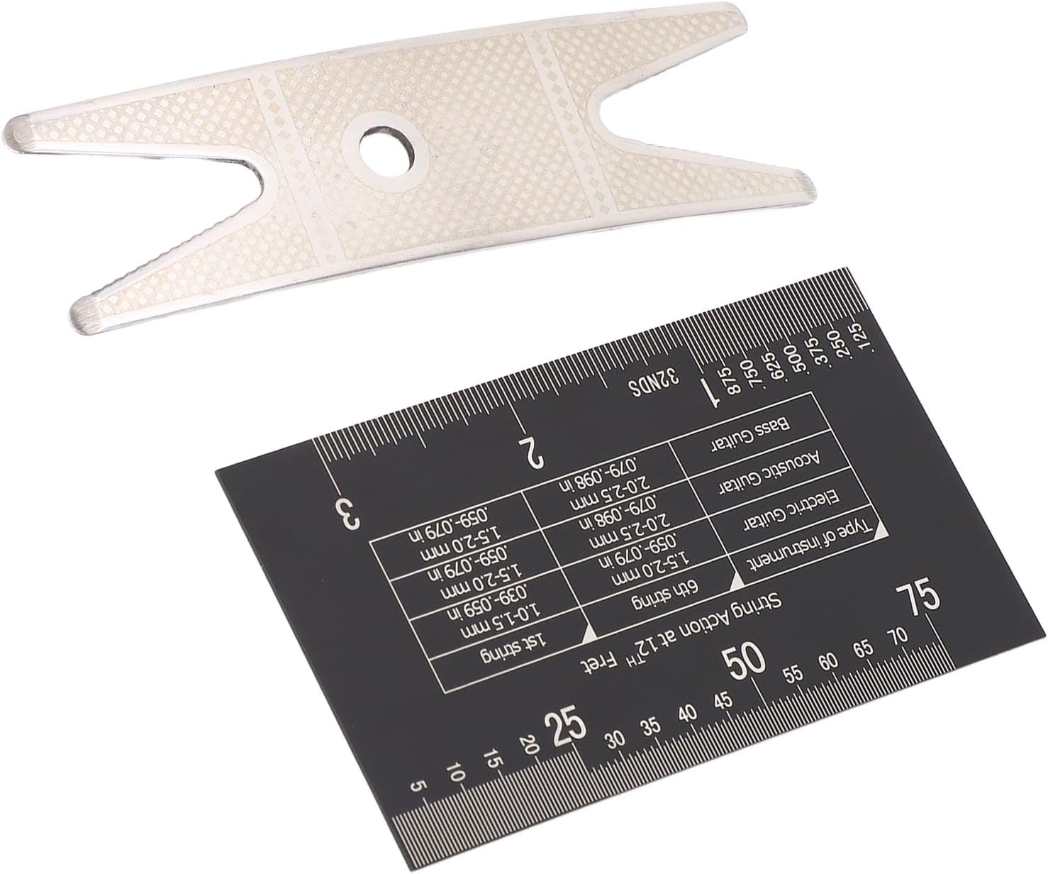 Generic Guitar Luthier Tools Kit, Metal String Action Ruler Gauge Tool Set with Wrench, Double Sided Metric Imperial Marks, for Electric Guitar Bass Acoustic Repair and Setup