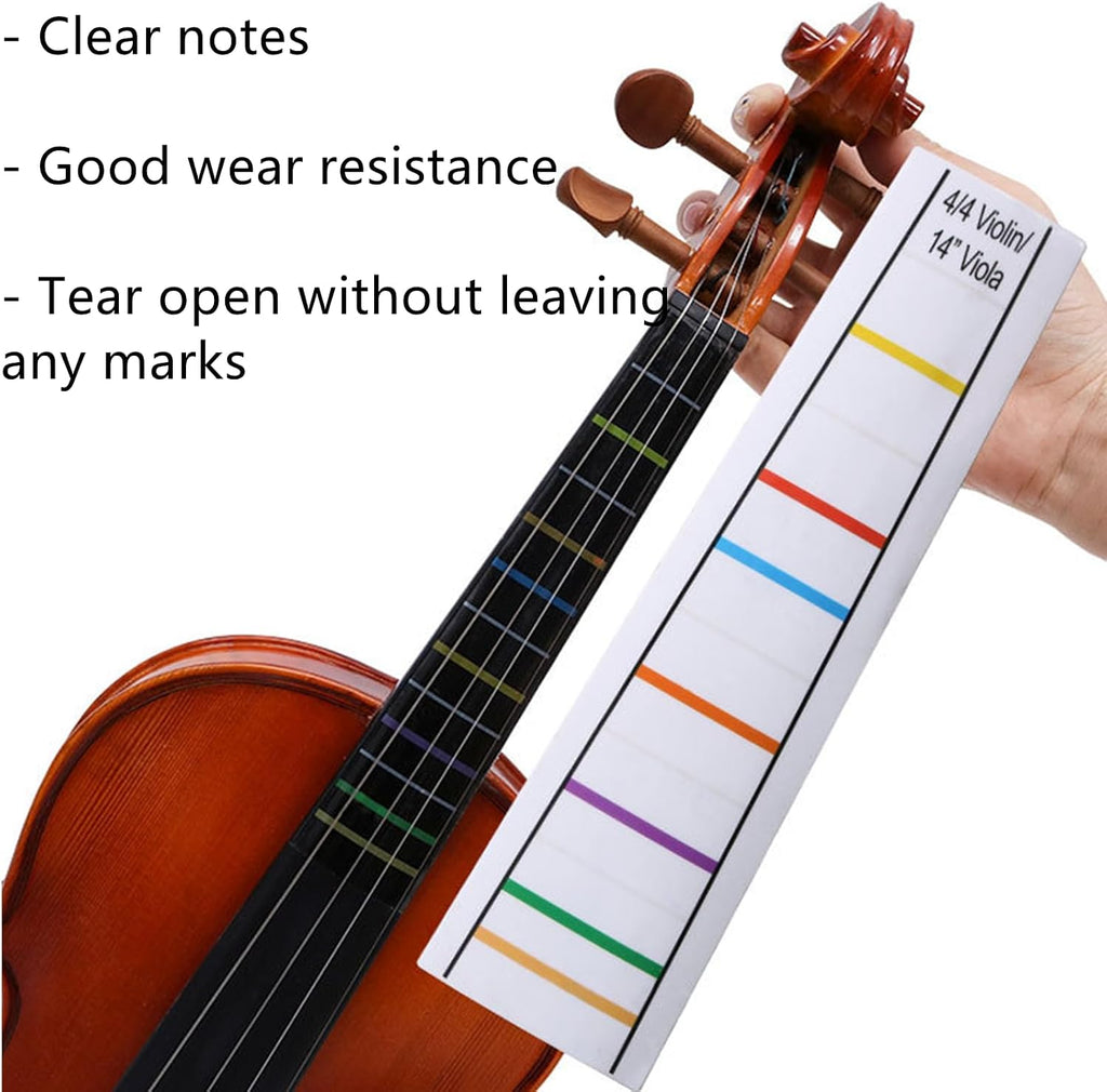 2Pcs 4/4 Violin Tape Violin Finger Guide Fretboard Sticker, Transparent | Fingerboard Marker Fiddle Learn Note Chart Tape for Violin Fingerboard