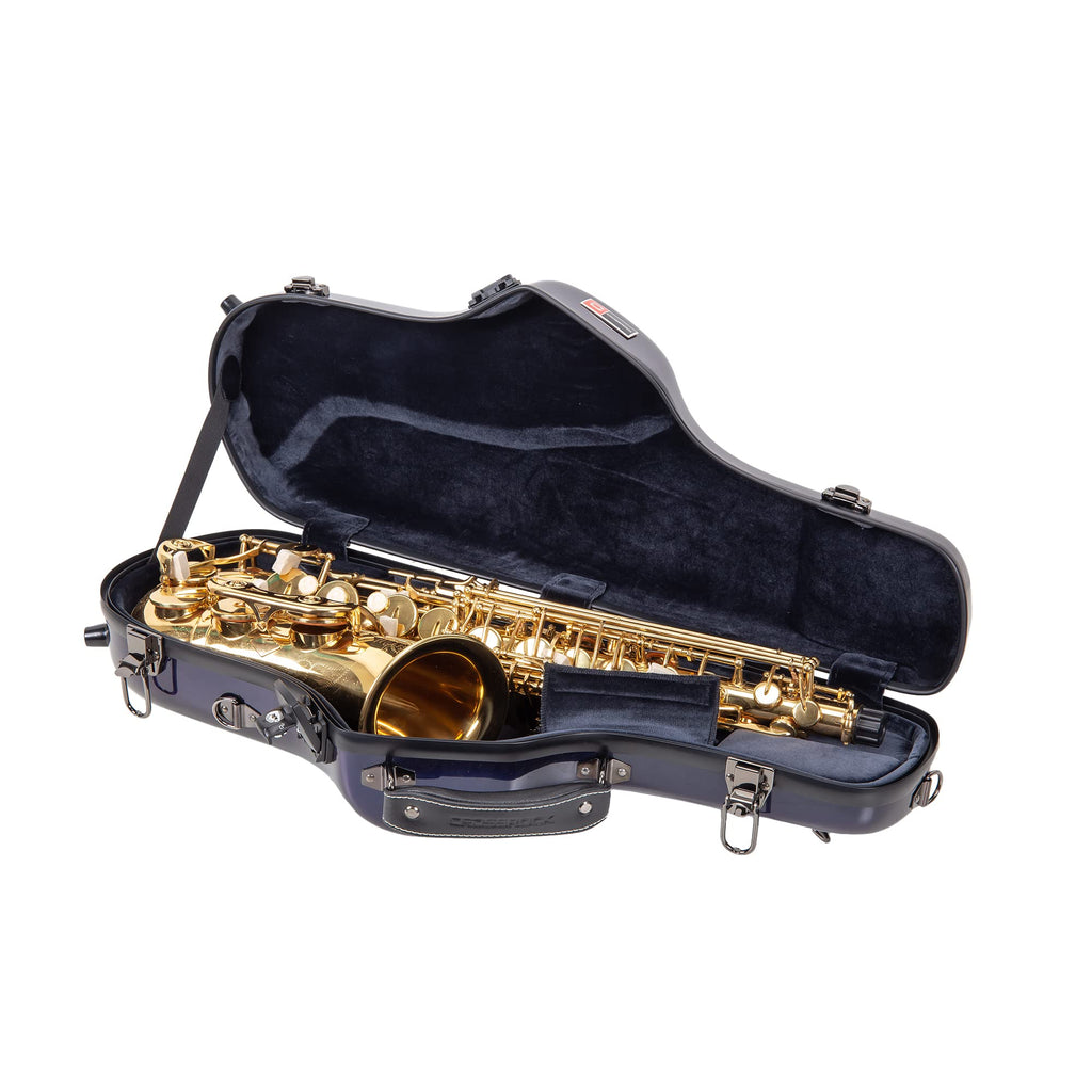 Crossrock Pro-Grade Straight Soprano Saxophone Case | Crimson Red Gloss, TSA Lock, Elite Protection, Detachable Backpack Straps, Accessory Pocket for Professional Musicians