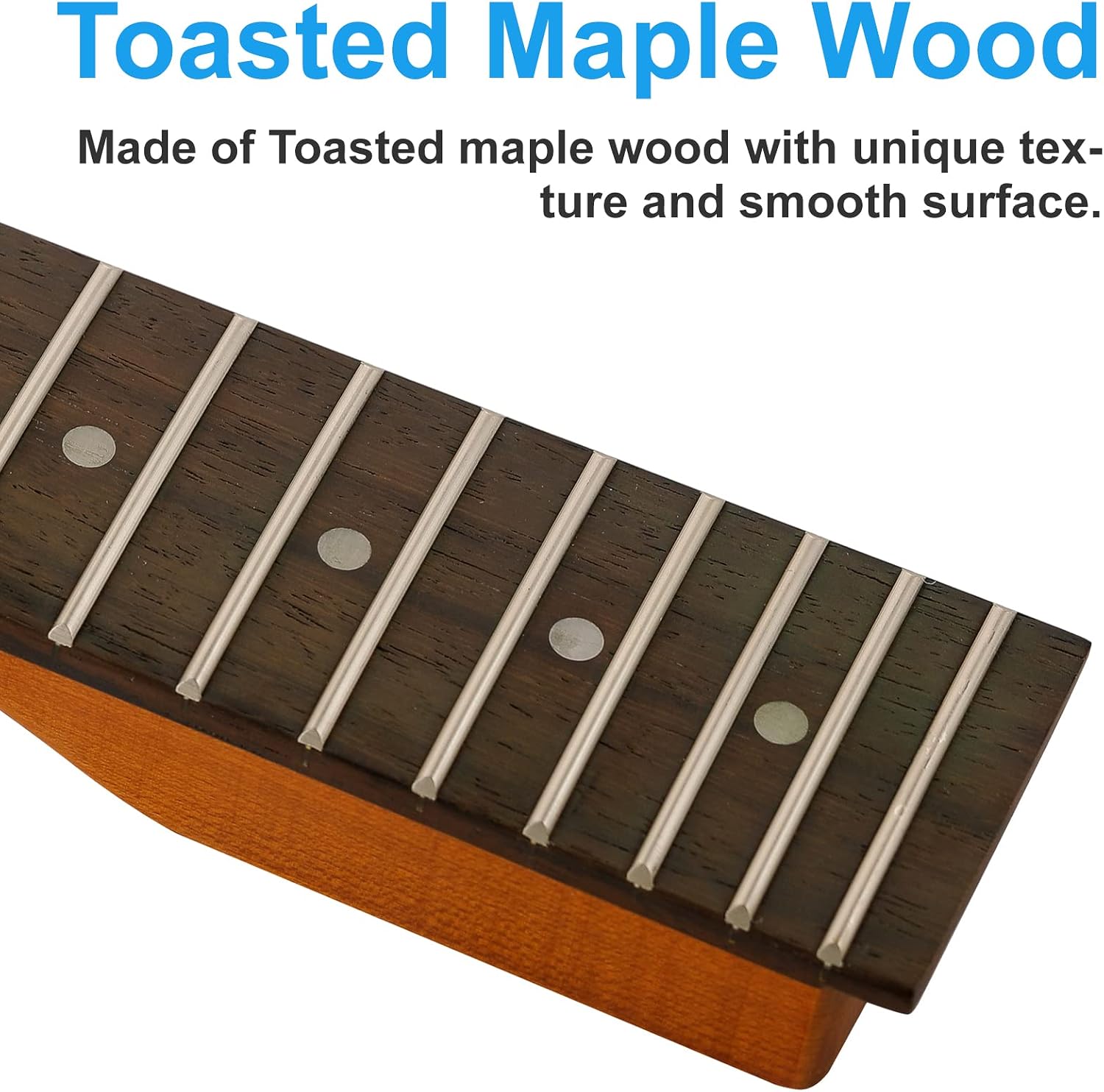 22 Fret TL Canadian Flamed Roasted Maple Professional Electric Guitar Neck, Skunk Stripe Back Inlay,14" Radius of Fingerboard, Bone Nut, Rosewood Fingerboard