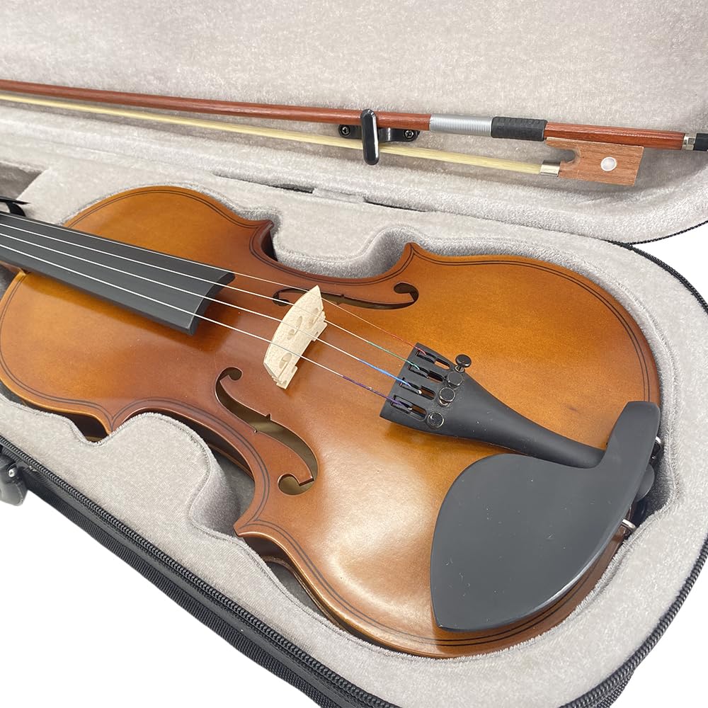 4/4 Violin Kit for Beginners - Perfect for School Orchestra & Daily Practice, Solidwood Maple/Basswood Construction, Matte Black Finish, Hard Case & All Accessories Included