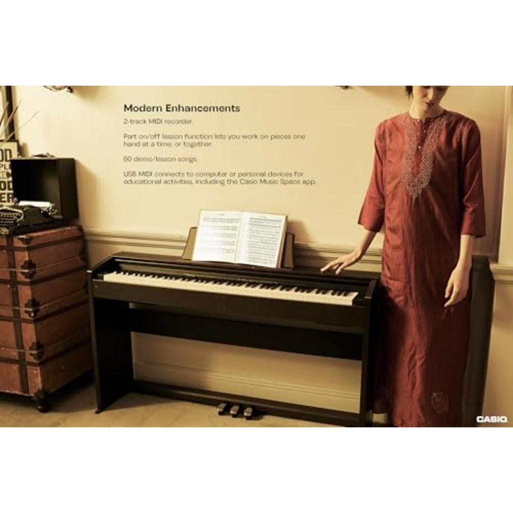 Casio Privia PX-770 – 88-Key Weighted Console Digital Piano | Tri-Sensor II Scaled Hammer Action Keys | AiR Sound Source, 19 Tones, Concert Play, 16W Stereo Speakers, USB-MIDI | Elegant White Cabinet
