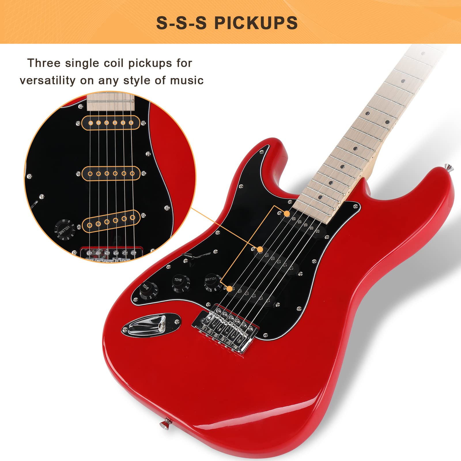 GLARRY Full Size Electric Guitar for Music Lover Beginner with 20W Amp and Accessories Pack Guitar Bag (GREEN, Left Handed 39")