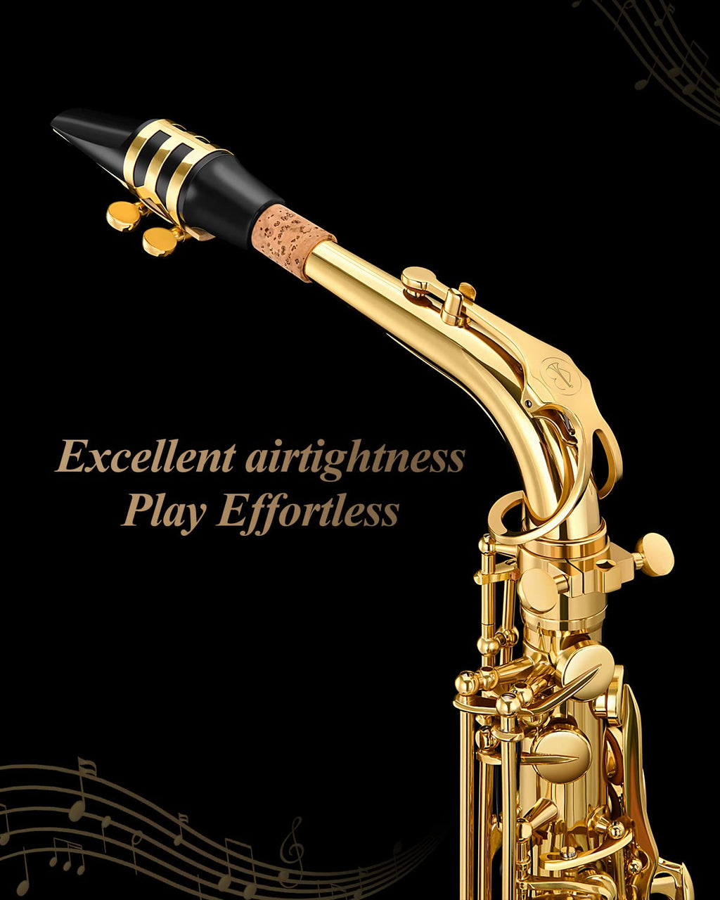 Eastar Student Alto Saxophone E Flat for Beginner Sax Full Kit with Carrying Case, Mouthpiece, Straps, Reeds, Stand, Golden Lacquer, AS-Ⅱ