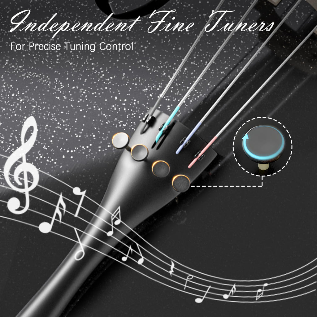Cello 4/4 Kit, Full Size Cello for Adults, Students, Beginners, Complete Acoustic Cello Instrument Set with Portable Bag, Bow, Rosin, Black