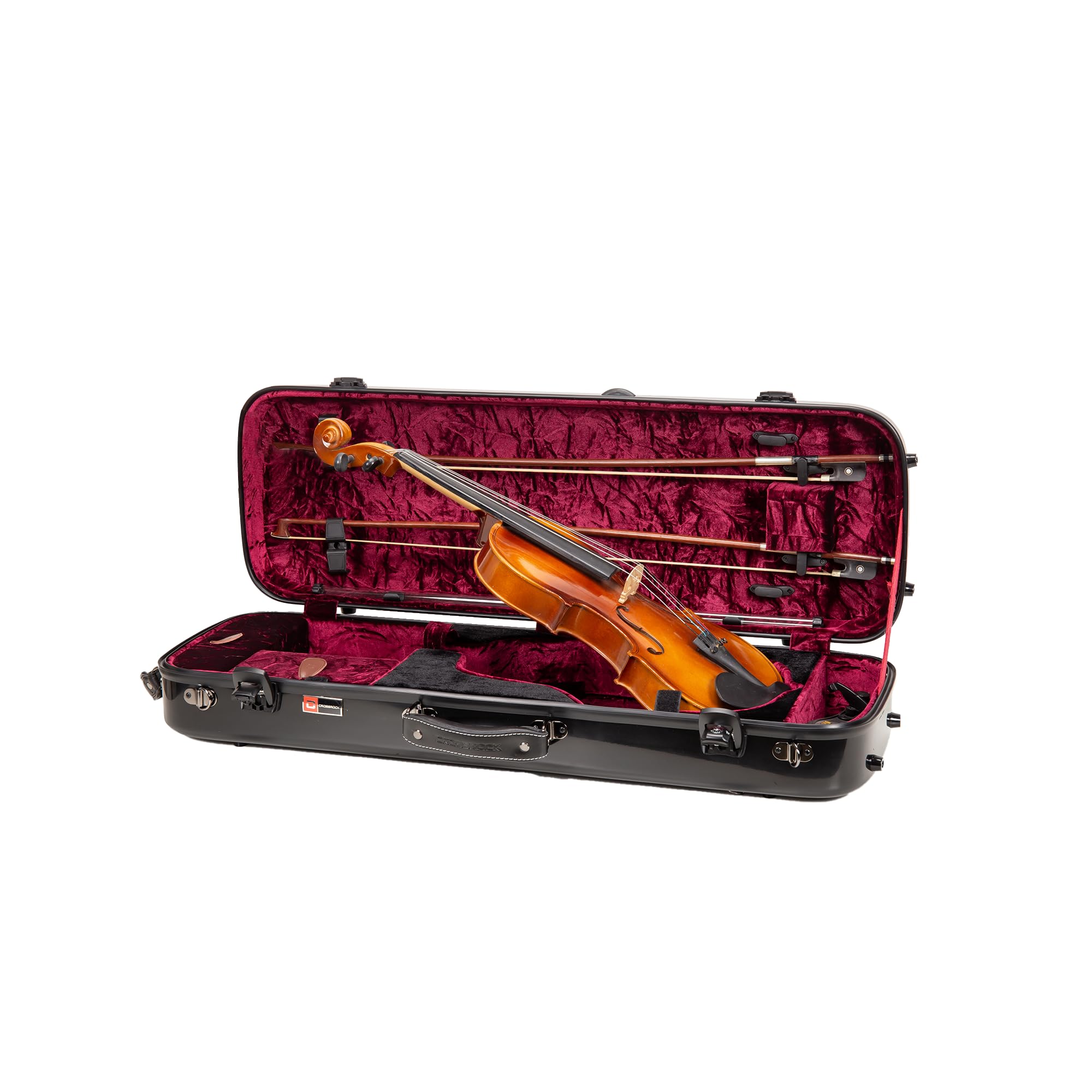Crossrock Fiberglass Double Violin Case fits Two 4/4 Full-Size Violins- Includes TSA lock, Protective Blanket, Hygrometer, Removable Shoulder Straps- Milky White (CRF2020DVMW)