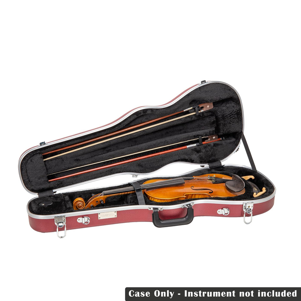 Crossrock Shaped Violin Case for 4/4 Full-Size Violin | Interior Accessory Compartment, 2 Bow Holders, Security Lock, Detachable Shoulder Straps - Black (CRA880VFBK)
