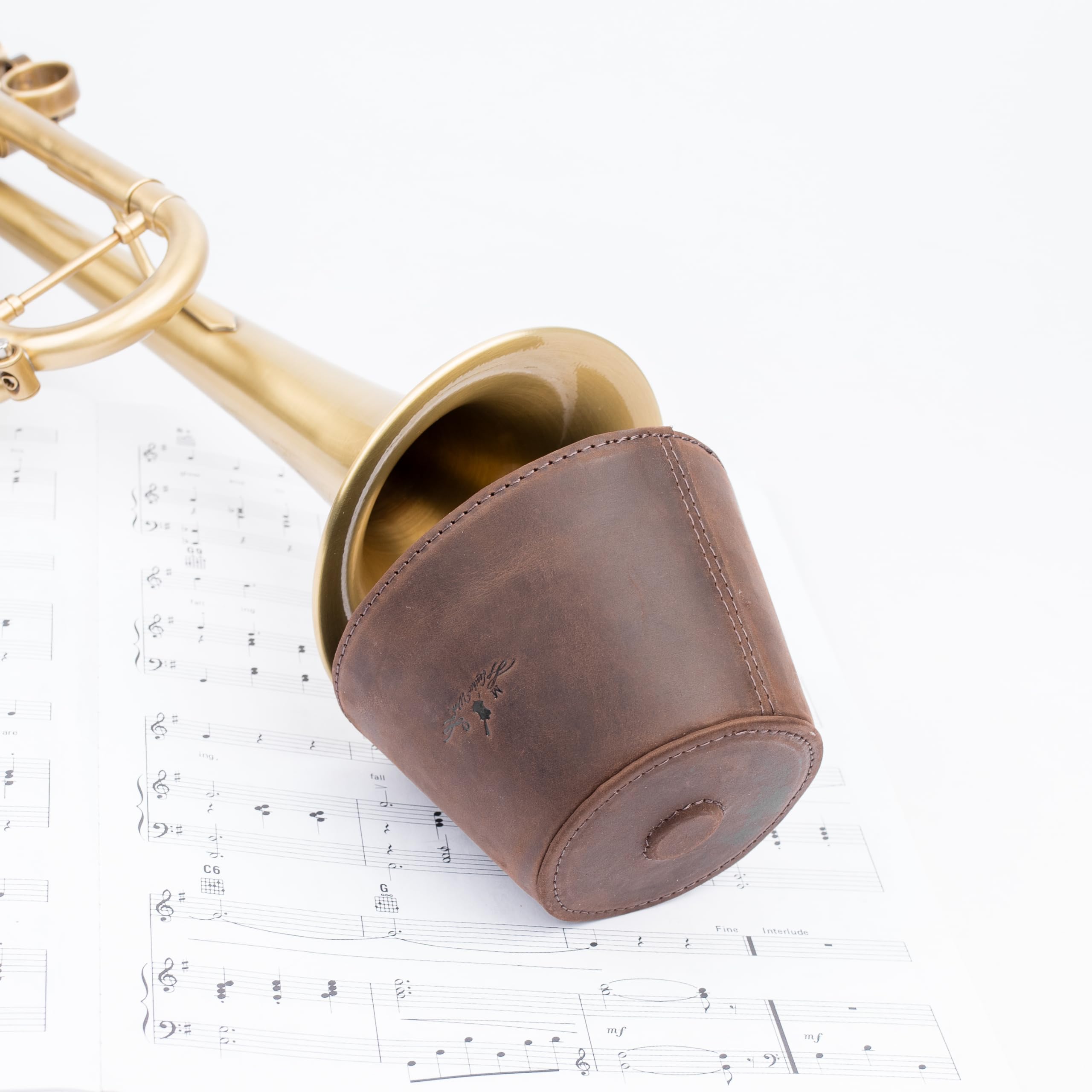 Trombone magnetic mute, lightweight leather mute for jazz and classical trombone players by MG Leather Work (Black)