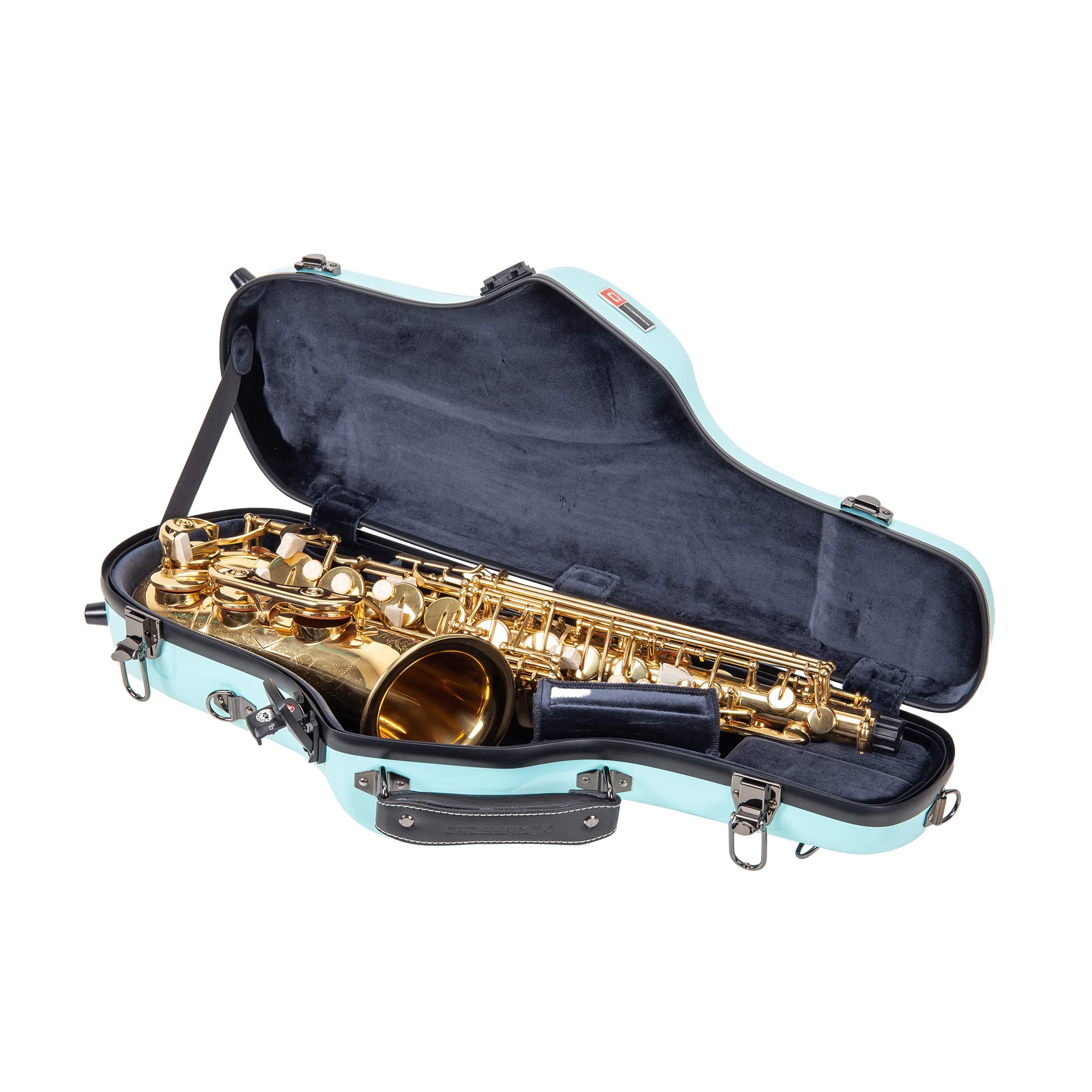 Crossrock Pro-Grade Straight Soprano Saxophone Case | Crimson Red Gloss, TSA Lock, Elite Protection, Detachable Backpack Straps, Accessory Pocket for Professional Musicians