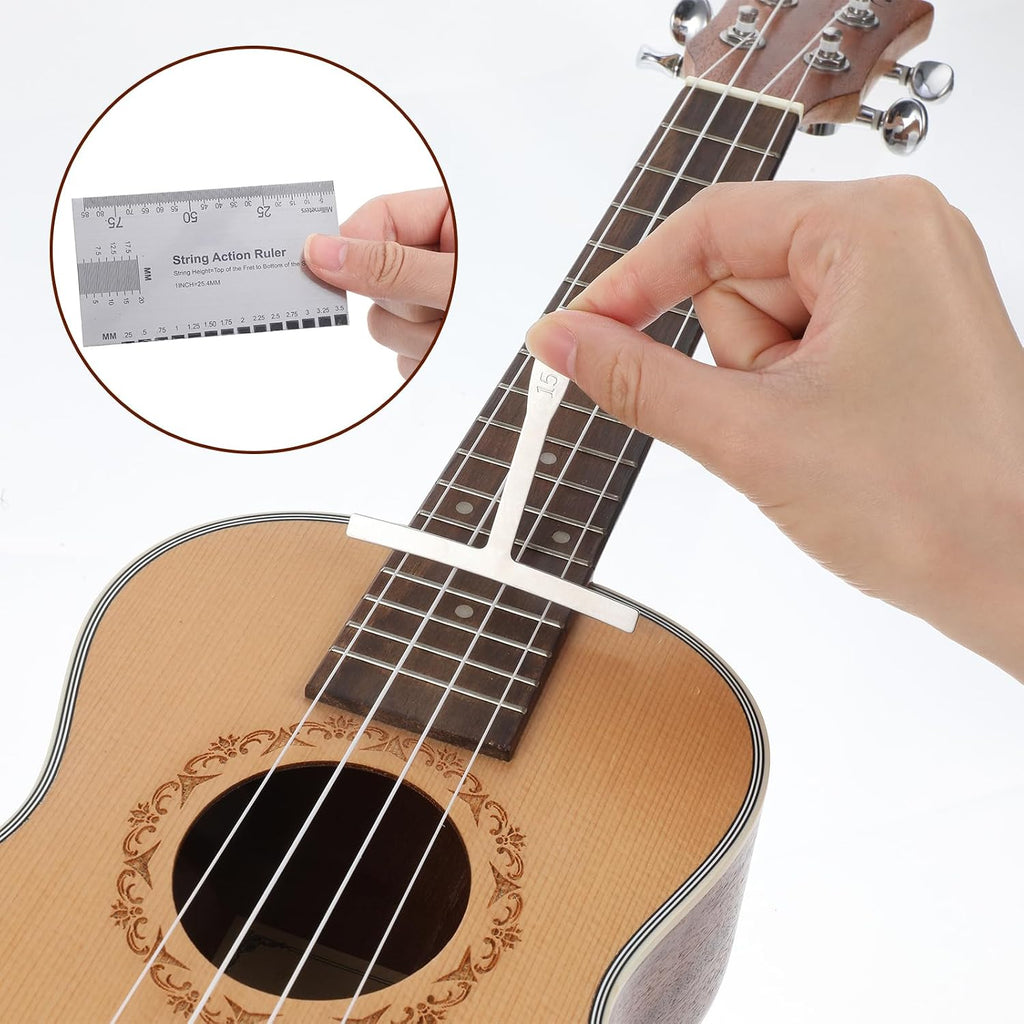 cobee 10 pcs Guitar Luthier Tools,9 Modelle Understring | Guitar Radius Gauge and 1 String Action Gauge Ruler Measuring Tool for Maintenance Bass Setup