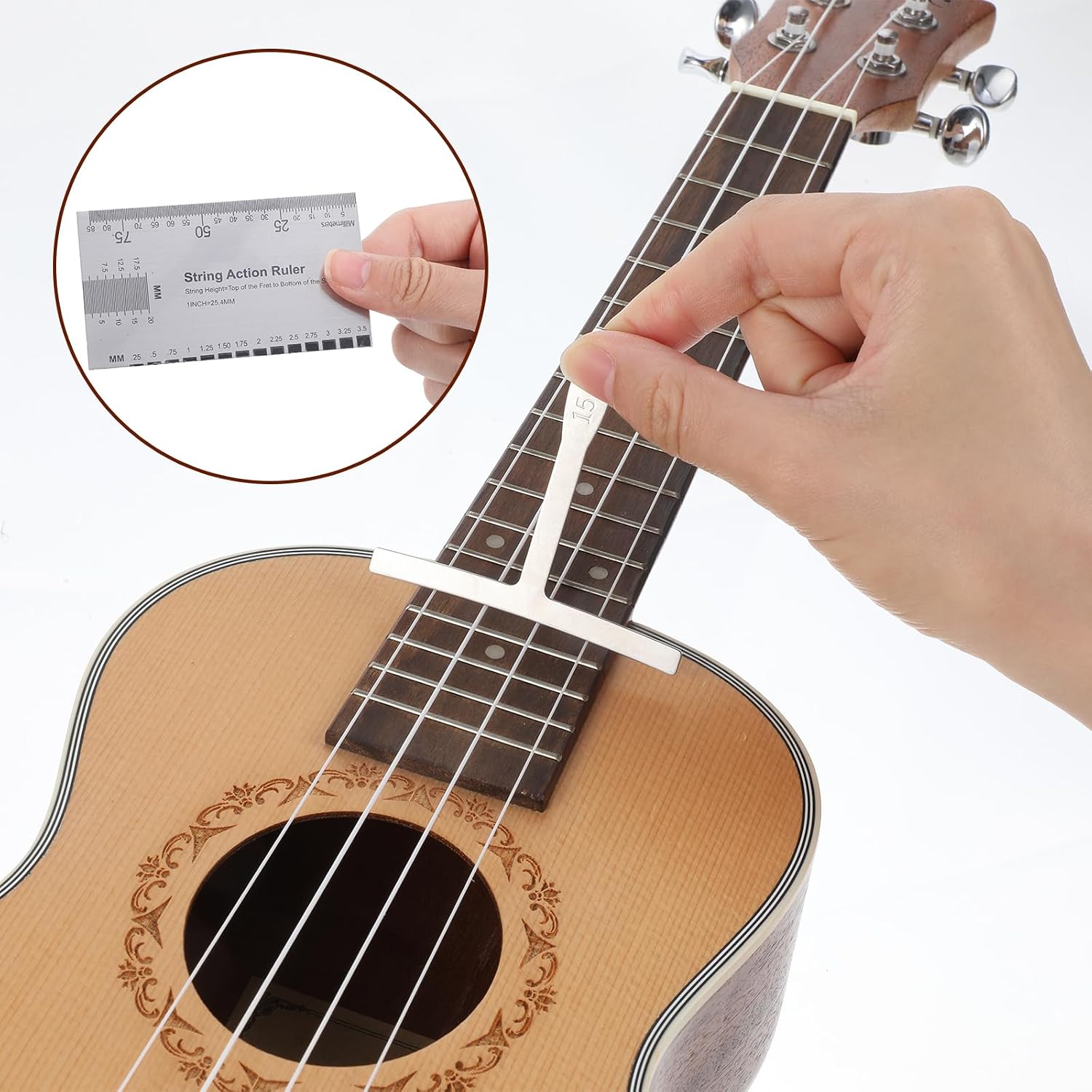 cobee 10 pcs Guitar Luthier Tools,9 Modelle Understring | Guitar Radius Gauge and 1 String Action Gauge Ruler Measuring Tool for Maintenance Bass Setup