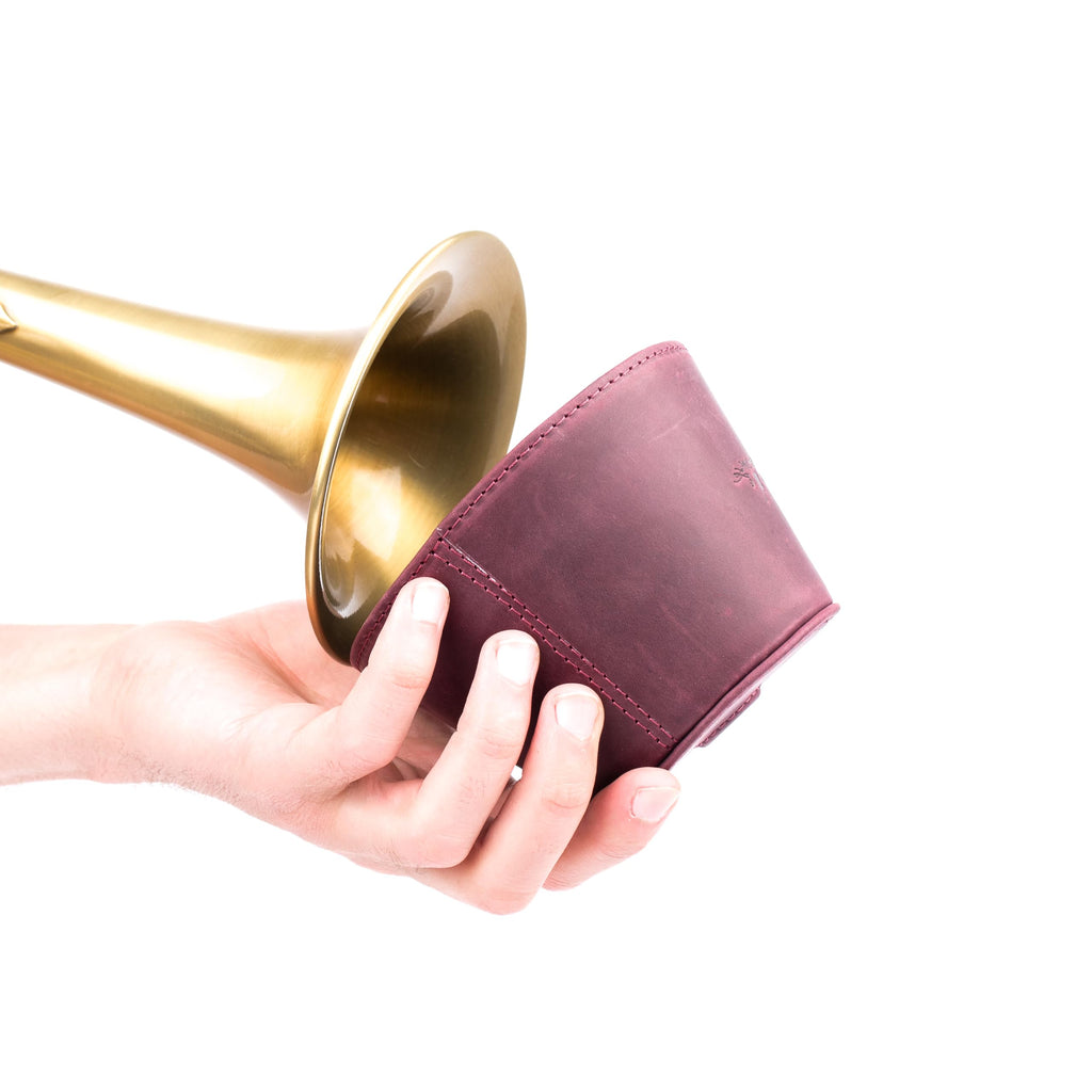 Trombone magnetic mute, lightweight leather mute for jazz and classical trombone players by MG Leather Work (Black)
