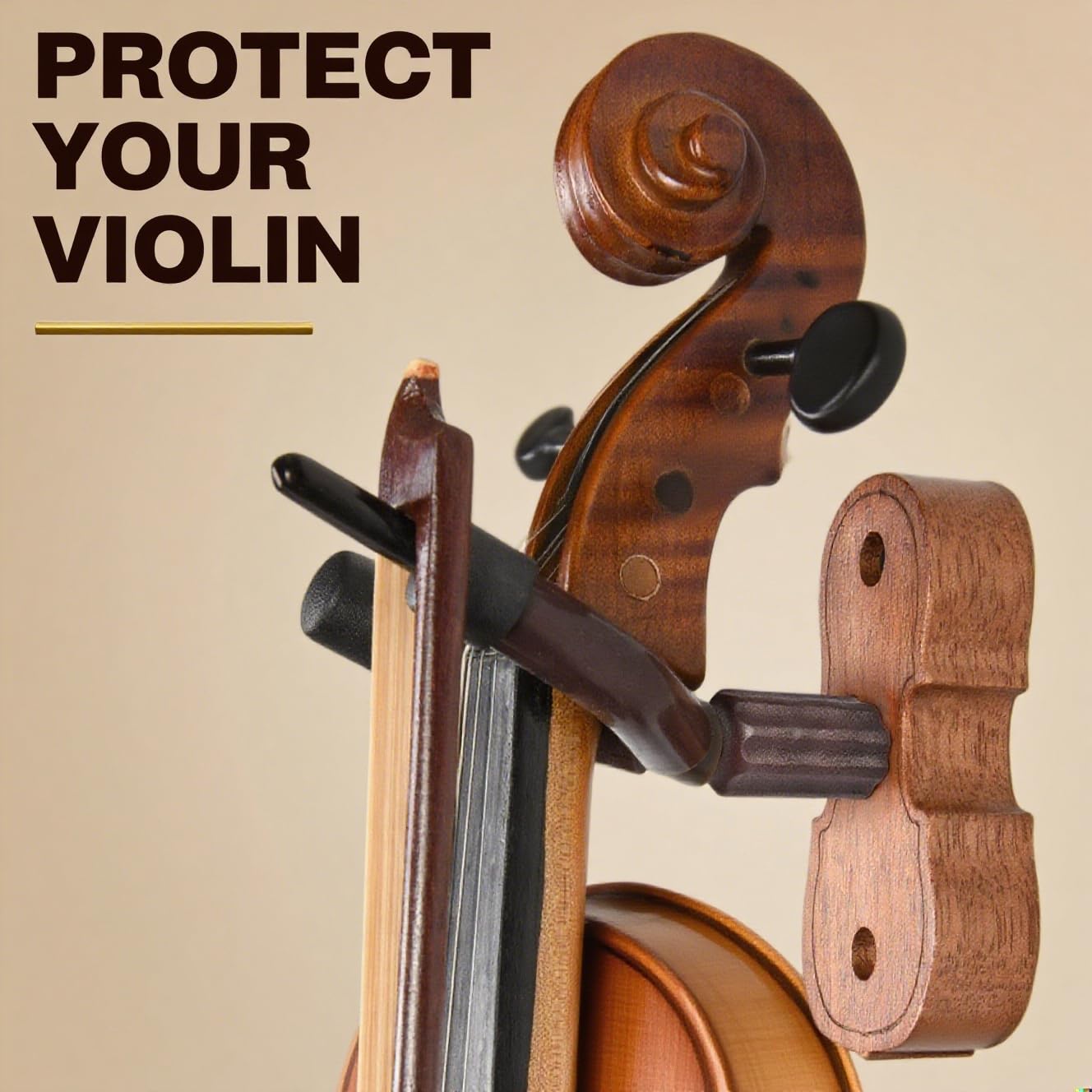 Violin Hanger Wall Mount with Bow Holder Home & Studio Wall Mount Violin Viola Stand