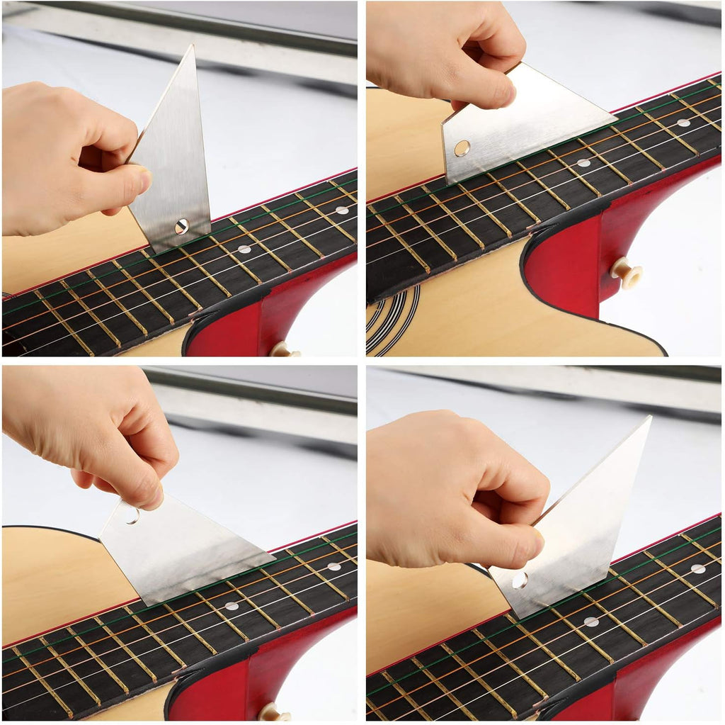 Frienda set of 3 Notched Neck Straight Edge Guitar Luthiers Tool, String Action Ruler Gauge, Fret Rocker String Height Gauge for Most Guitar Fretboards