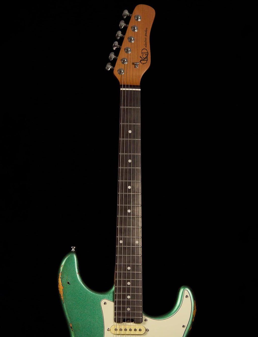 KGD Relic Electric Guitar,Roasted Maple Neck and Rosewood fingerboard,Bone Nut,6-String Relic Guitar,Professional/Full Size/Electric Guitars for Adults (Jasper Green)