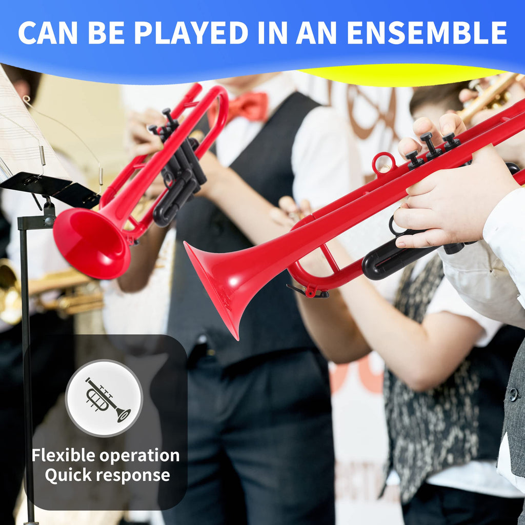 PAMPET Professional Plastic Bb Trumpet Standard Trumpet Set for Student Beginner With 7C Mouthpiece and 3C Mouthpiece, Bb Trumpet Instrument, Black,