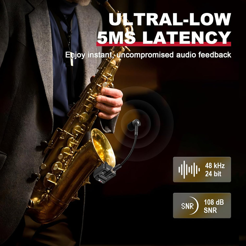 Xvive U7 Saxophone and Trumpet Wireless System with 2.4GHz Transmitter and Receiver