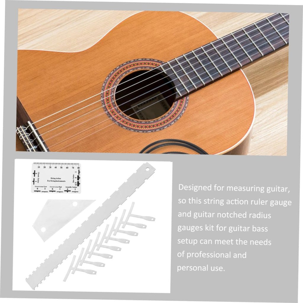 Ipetboom 12pcs Guitar Luthier Tools Set Including Acoustic Guitar Action Gauge String Action Ruler Radius Gauge Straight Edge and Fret Rocker for Precise Measurement and Repair