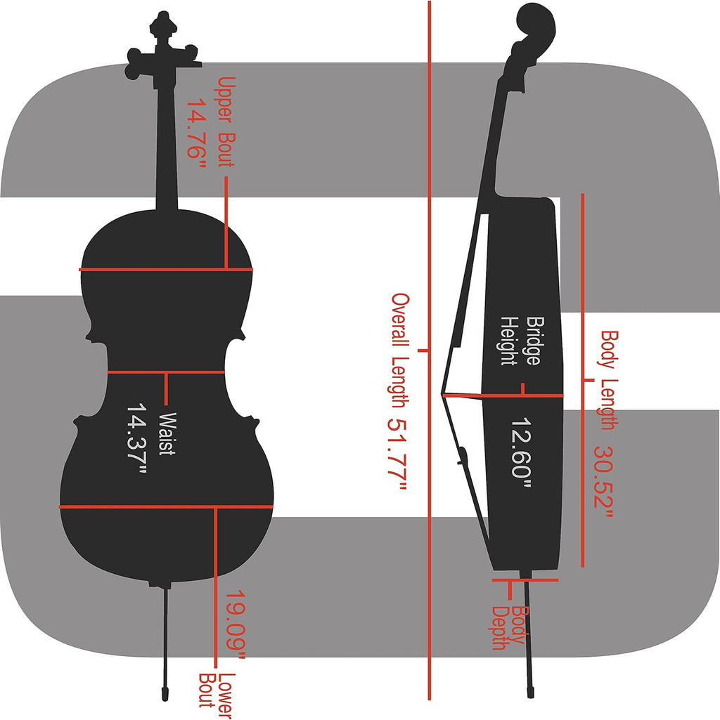 Crossrock Fiberglass 4/4 Cello Case with Wheels | Red Finish, Grey Velvet Interior, Combo Lock, Padded Music Pouch, 3 Handles – Full Size Hardshell (CRF2020CEFRD)