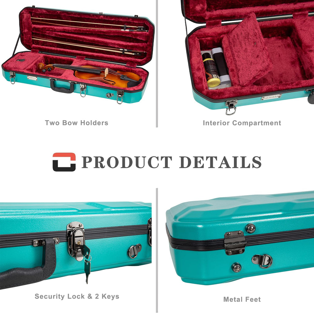 Crossrock 4/4 Violin Case with Carbon Pattern | Lightweight PC Shell, Plush Interior, Backpack Straps – Stylish & Protective for Daily Practice