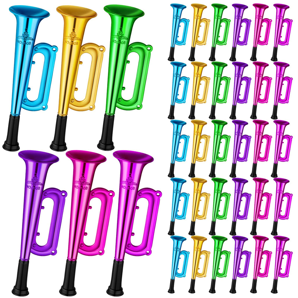 Deekin 36 Pcs 4th of July Plastic Trumpet 6 Inch Patriotic Party Favor Noise Maker Trumpet 250th Anniversary Noise Makers Musical Instruments for 4th of July Soccer Party Favors(Red, Blue, White)