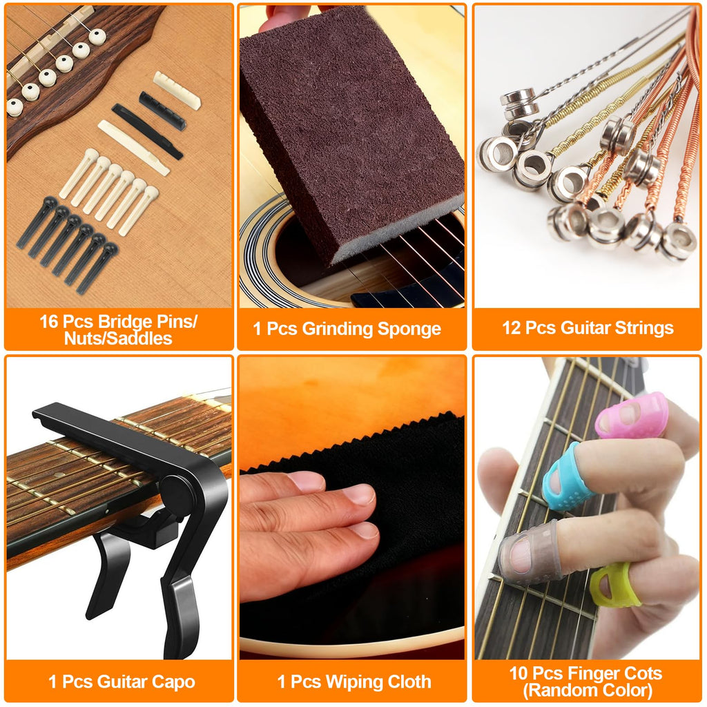 Guitar Tool Kit, 119 Pcs Professional Guitar Repair Kit, Guitar Maintenance Kit with Guitar Tools Accessories and Carry Bag, Guitar Setup Kit for Electric Guitar Acoustic Guitar Ukulele Banjo Bass
