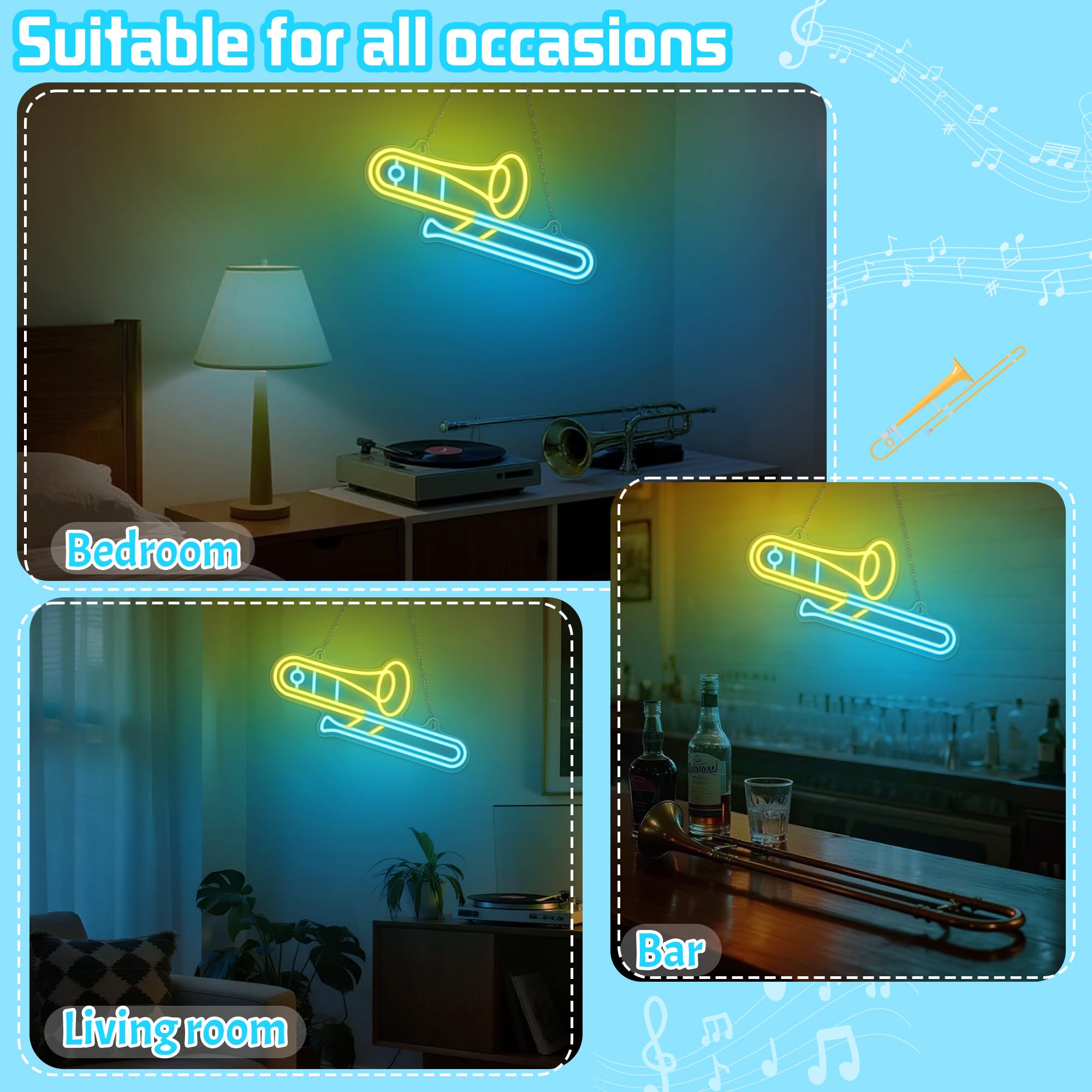 CoolGift Mart Acoustic Guitar Neon Light, Dimmable LED Guitar Neon Wall Sign USB Powered, Decorations for Bedroom Living Room Man Cave Music Studio, Gift for Guitar Players Guitarists Music Lovers
