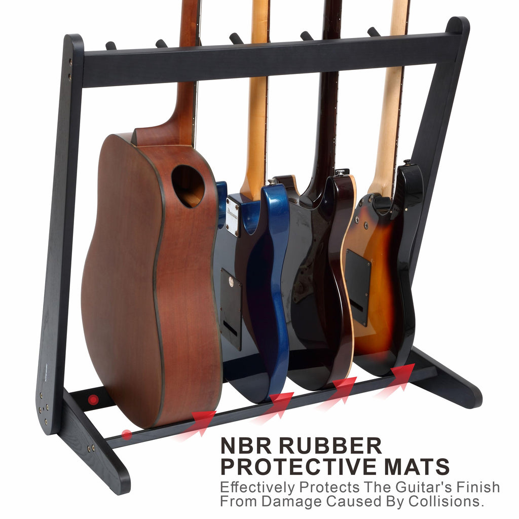 Nefelibata Multi-Purpose Guitar Stands 5 Wooden Guitar Rack Floor Stand for Guitars and Cases, Electric Guitars, Acoustic Guitars, Bass Guitars, Cellos - German Ash (Yellowish Brown)
