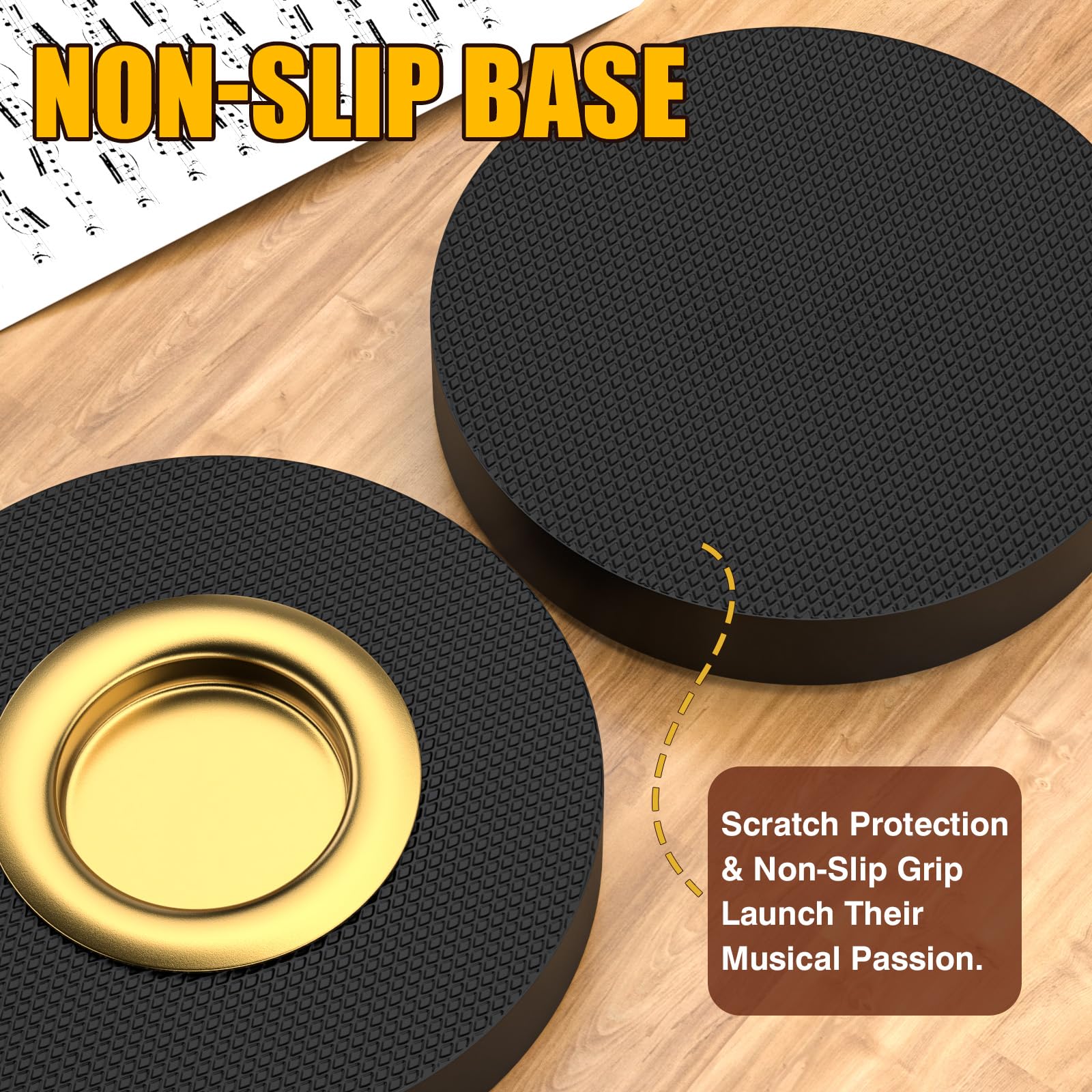 Facmogu Rock Stop for Cello, Cello Endpin Rest for Floor Protector String Instrument Accessory Christmas Gift, Rock Stop Endpin Stand Holder with Reinforced Brass Cup & Rubber Mat Anti-Slip Base