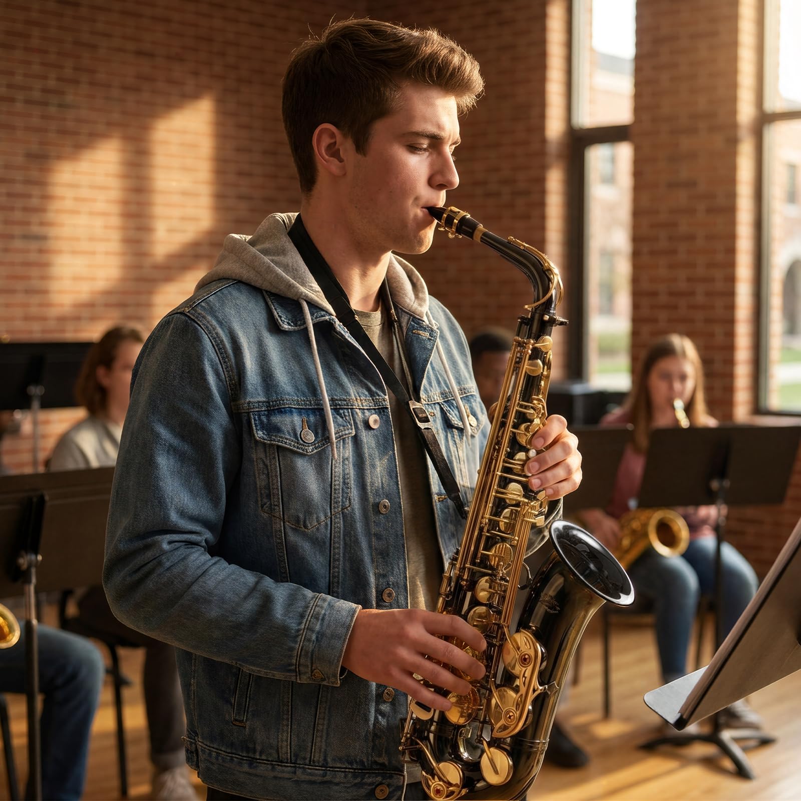 LeSage Alto Saxphone E Flat for Beginners Student School Band Alto Sax Gold Lacquer Music Instrument Saxofon With Carrying Sax Case