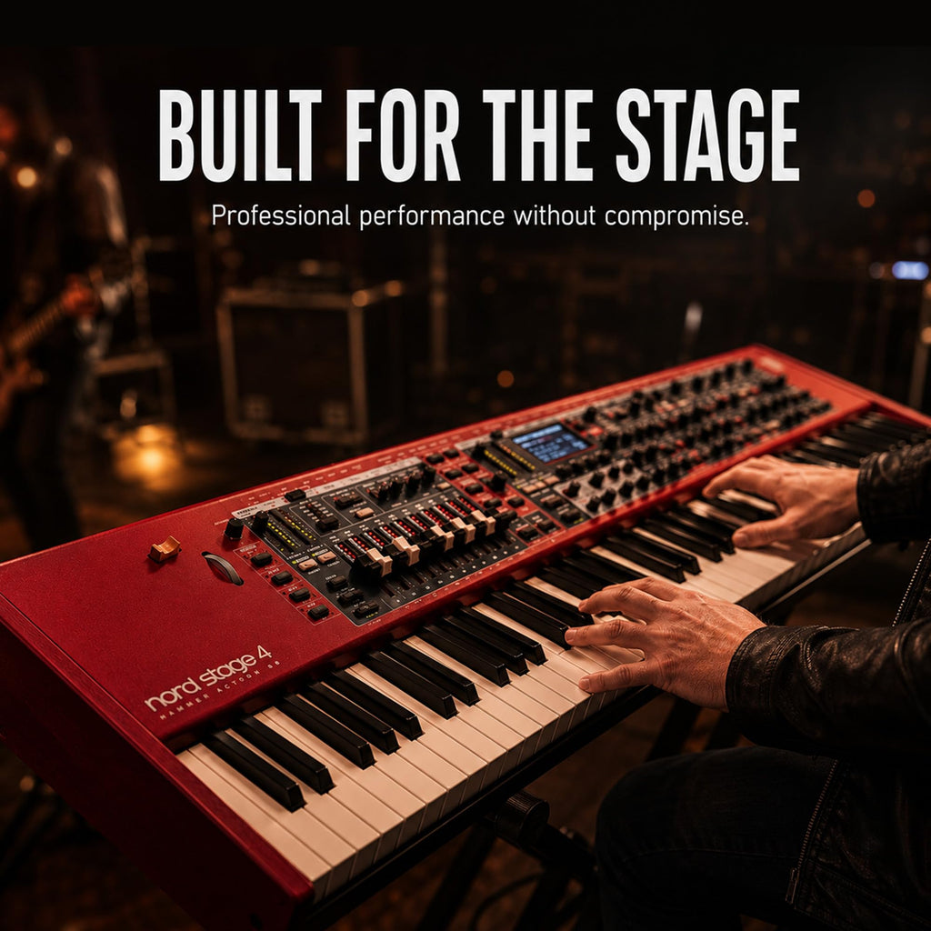 Nord Stage 4 88-Key Digital Piano Bundle with Adjustable Stand, Bench, Sustain Pedal, Headphones, Instrument Cable, and Austin Bazaar Polishing Cloth