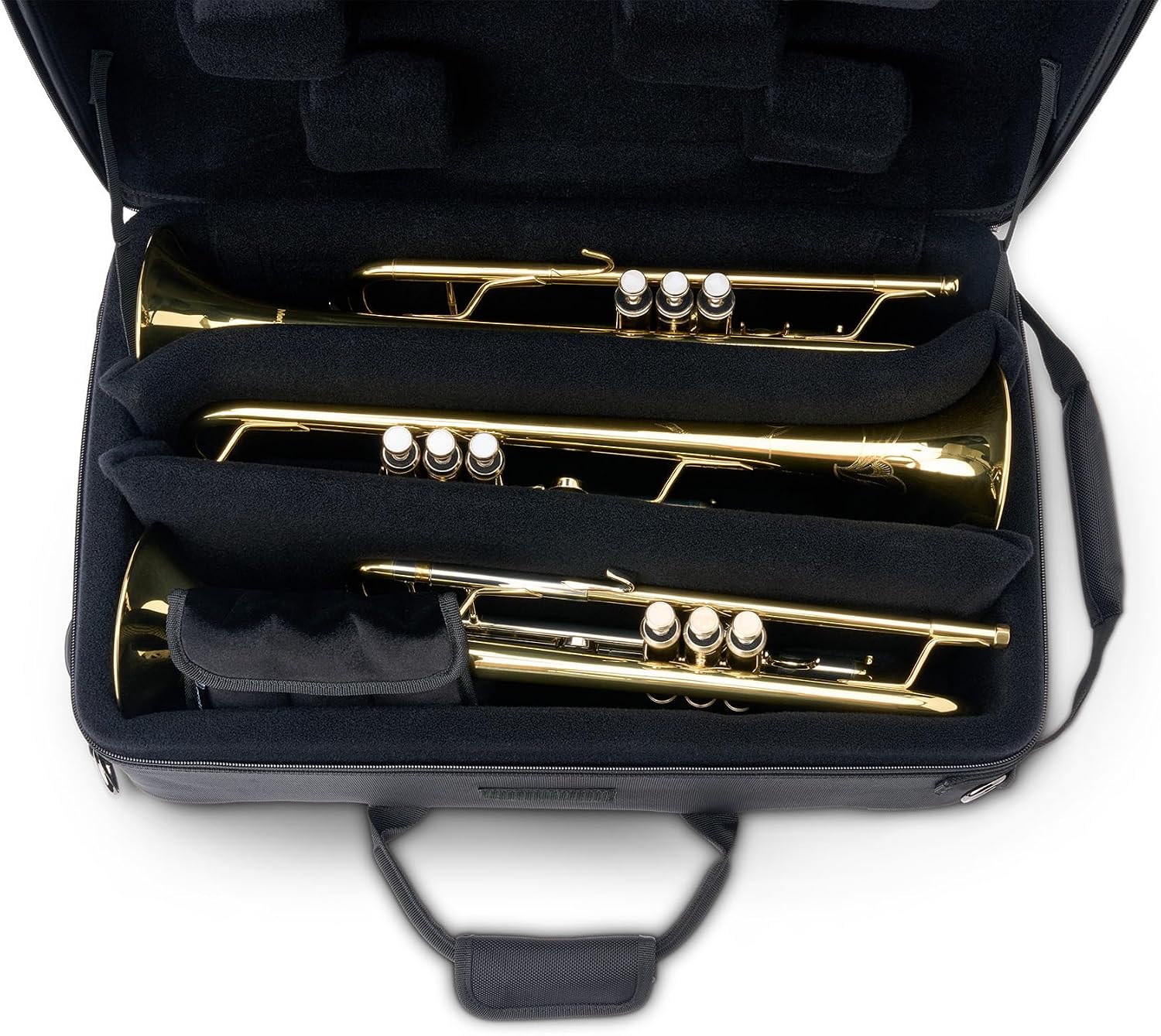 Protec Triple Trumpet Travel Ready PRO PAC Case with Tuckaway Backpack Straps, Black, Model PB327