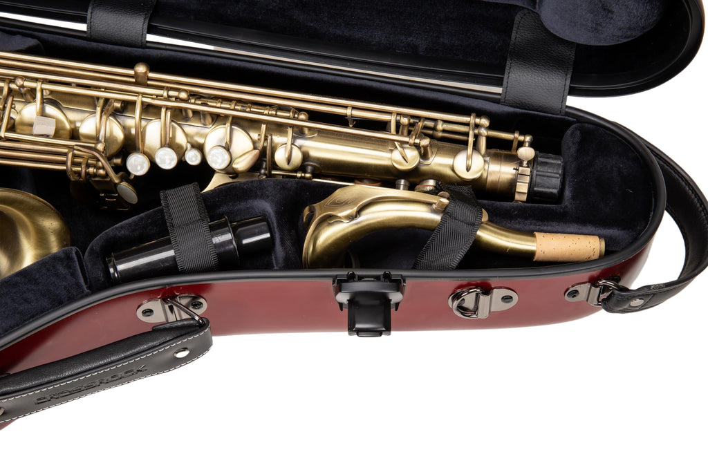 Crossrock Low A Baritone Saxophone Case with Wheels | Polycarbonate Hard Shell, TSA Lock, Anti-Scratch Finish, Neck & Mouthpiece Storage–Black (CRF4050BSBK)