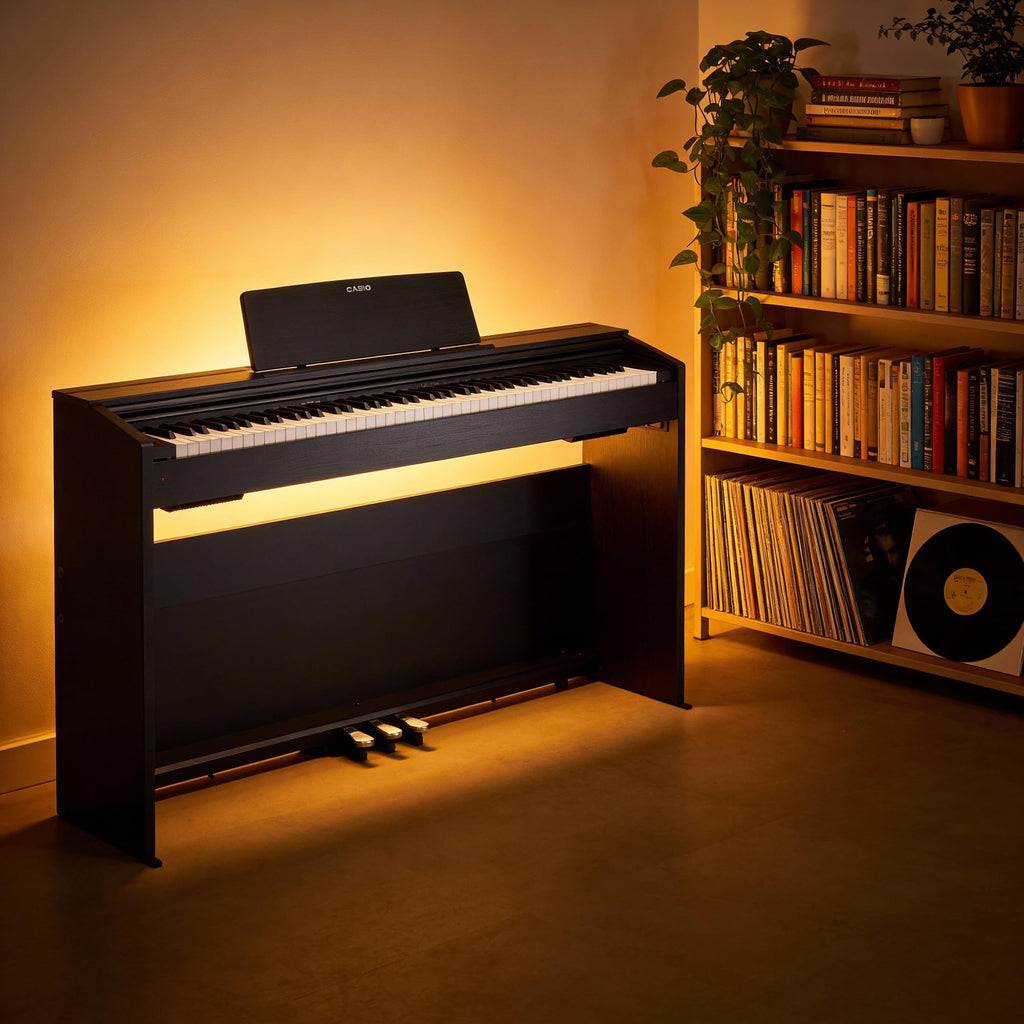 Casio PX-870 Privia Digital Piano - Black Bundle with Furniture Bench, Headphones, Instructional Book, Online Lessons, Instructional DVD, and Austin Bazaar Polishing Cloth