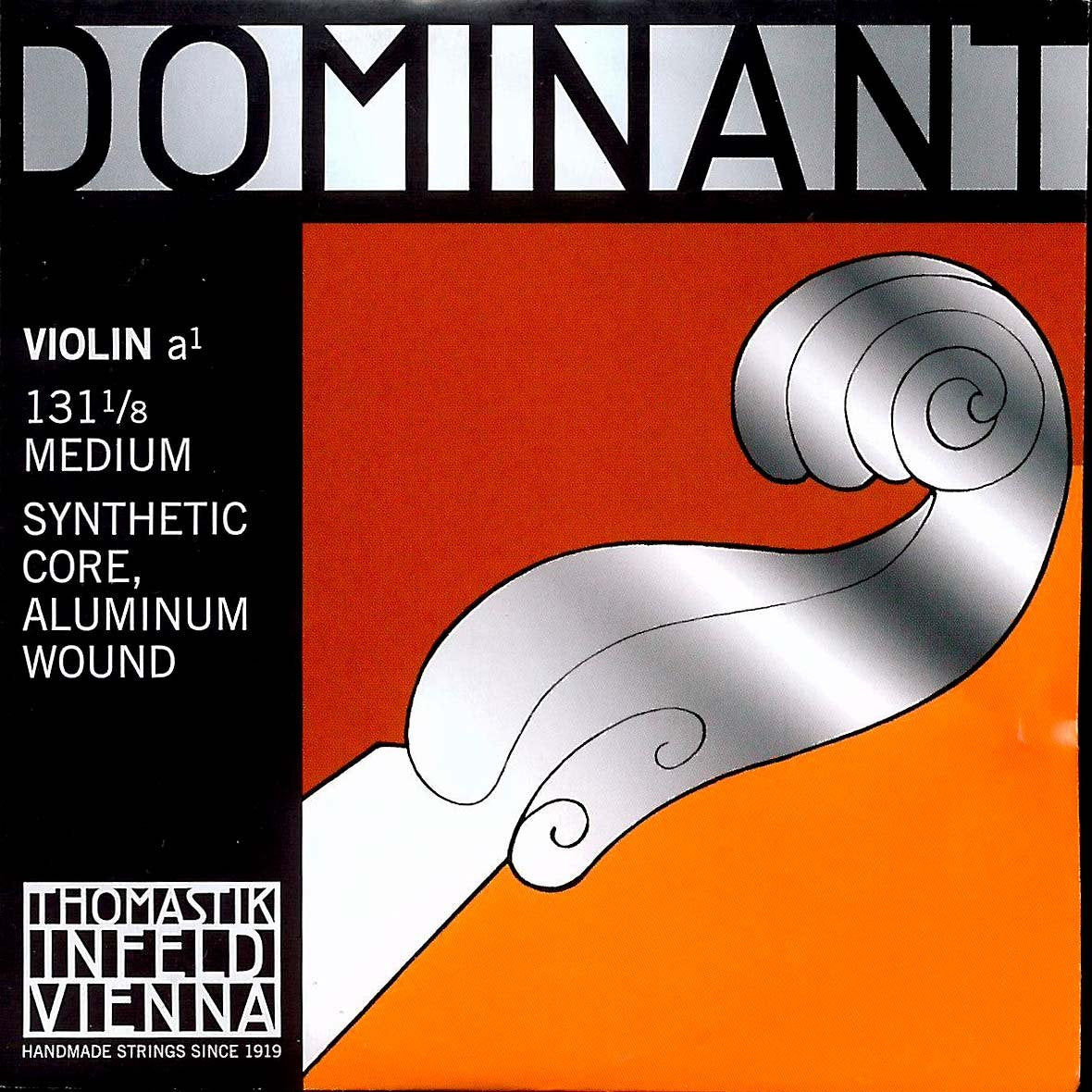 Thomastik-Infeld Dominant Violin String Set, 4/4 Size, Medium Tension - 135B - Synthetic Core A, D, G with Stainless Steel E, Removable Ball - Clear & Balanced Tone, The Reference Standard for Violin