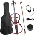 Cecilio 4/4 Electric Cello with Ebony Fittings, Professional Silent Electric Cello Kit with Bow, Rosin, Aux Cable and Headphone, Musical Instrument for Beginners, Black Metallic