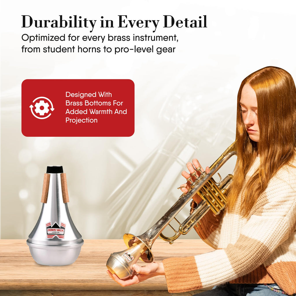 Denis Wick Straight Mute for Trumpet or Cornet, 5504 - Hand-Spun Aluminum Mute with Natural Cork - Brilliant Tone, Reliable Intonation & Tight-Bell Fit for Performance - 6.1 x 3.4 x 3.4 In, 2.26 oz
