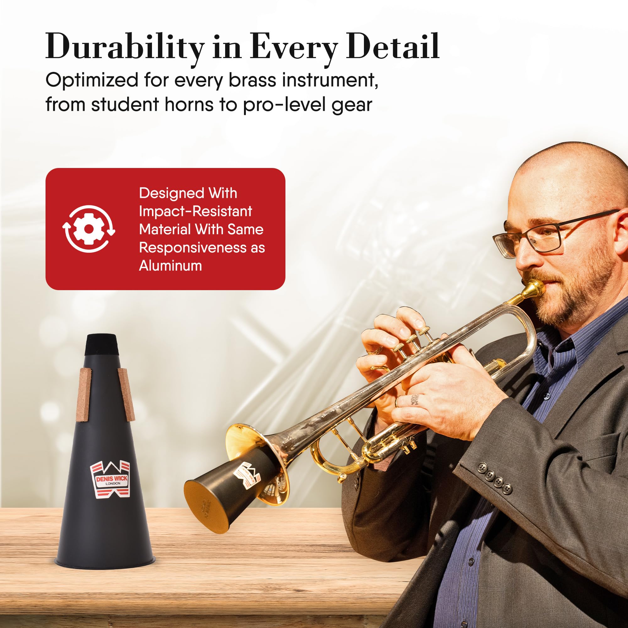 Denis Wick Straight Mute for Trumpet or Cornet, 5504 - Hand-Spun Aluminum Mute with Natural Cork - Brilliant Tone, Reliable Intonation & Tight-Bell Fit for Performance - 6.1 x 3.4 x 3.4 In, 2.26 oz