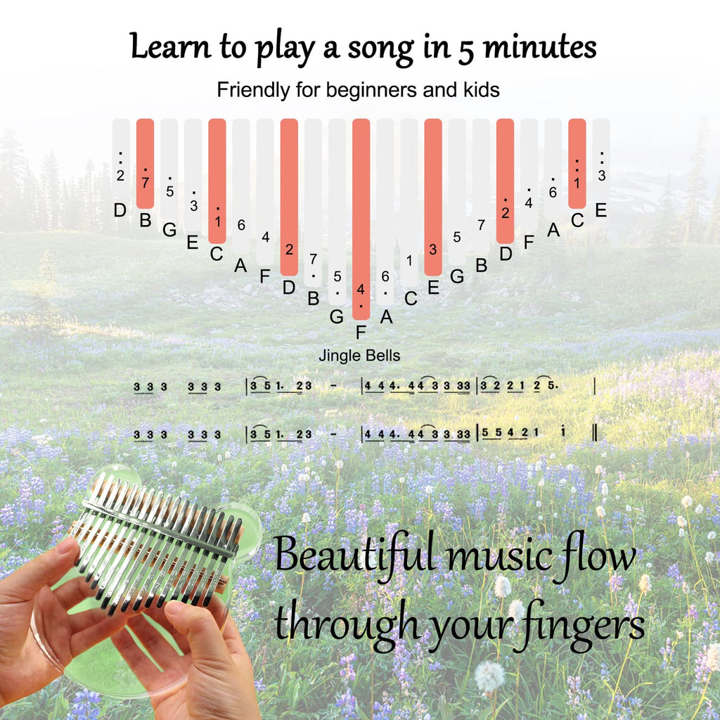 Acrylic Kalimba Thumb Piano,YUNDIE Portable 17 Keys Mbira Crystal Finger Piano, Musical Instruments Birthday Gift for Adult Beginners Professional(Clear) (17 Keys)